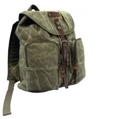 Stone Washed Canvas Backpack w/ Leather Accents (9168)