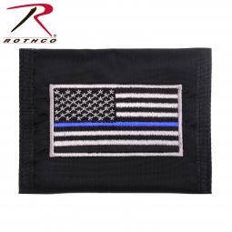 Thin Blue Line Flag, Nylon Commando Wallet - Black