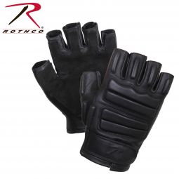 Fingerless Padded Tactical Gloves - Black